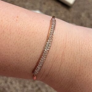 Rose Gold over Sterling Silver Bolo Bracelet with Rhinestone Bar